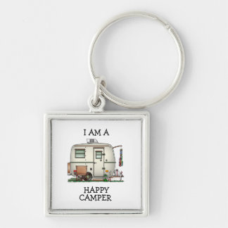 Cute RV Vintage Glass Egg Camper Travel Trailer Key Ring
