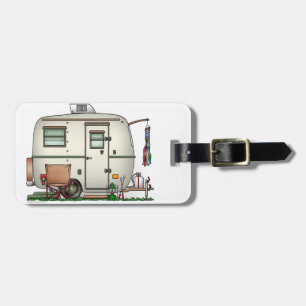 Cute RV Vintage Glass Egg Camper Travel Trailer Luggage Tag