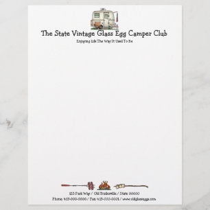 Cute RV Vintage Glass Egg Camper Travel Trailer Personalized Letterhead