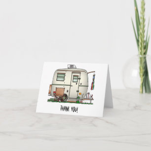 Cute RV Vintage Glass Egg Camper Travel Trailer Thank You Card