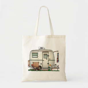 Cute RV Vintage Glass Egg Camper Travel Trailer Tote Bag