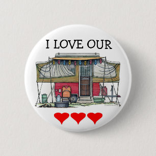 Cute RV Vintage Popup Camper Travel Trailer 6 Cm Round Badge