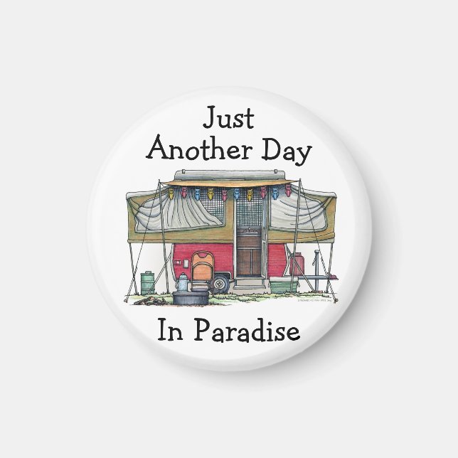 Cute RV Vintage Popup Camper Travel Trailer Magnet (Front)