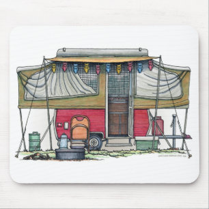 Cute RV Vintage Popup Camper Travel Trailer Mouse Pad