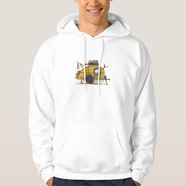 Cute RV Vintage Teardrop  Camper Travel Trailer Hoodie (Front)