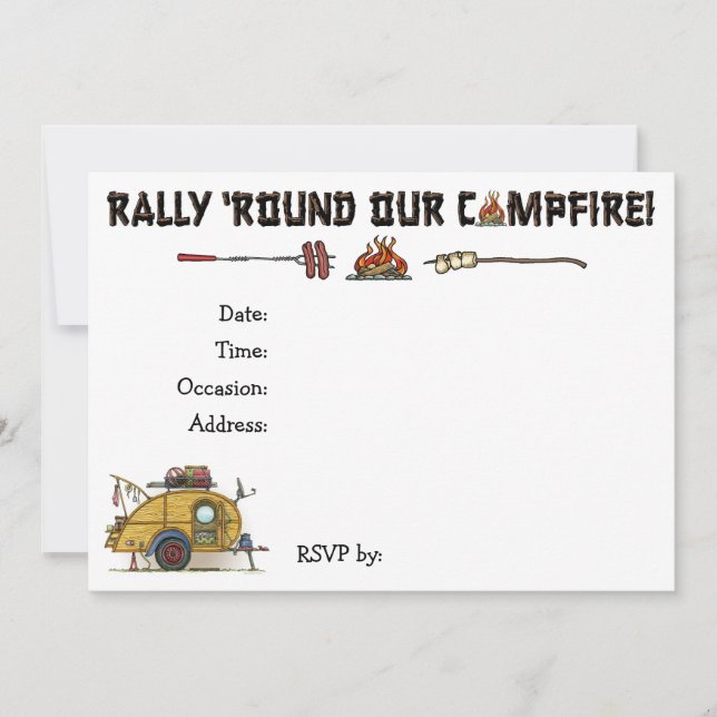 Cute RV Vintage Teardrop  Camper Travel Trailer Invitation (Front)