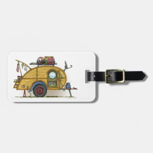 Cute RV Vintage Teardrop  Camper Travel Trailer Luggage Tag