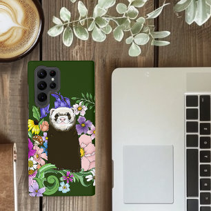 Cute Sable Ferret Wildflowers Green Woodland Samsung Galaxy Case