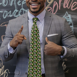 Cute Sable Ferret Wildflowers Green Woodland Tie