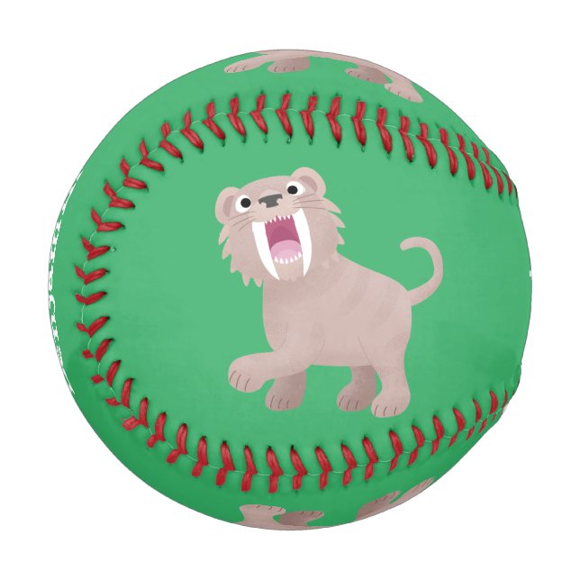 Cute Sabre Toothed Tiger Smilodon cartoon Baseball (Front Left)