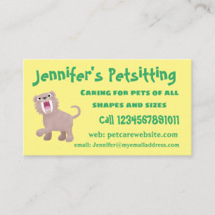 Cute Sabre Toothed Tiger Smilodon cartoon Business Card