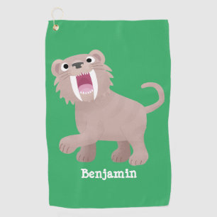 Cute Sabre Toothed Tiger Smilodon cartoon Golf Towel