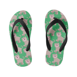 Cute Sabre Toothed Tiger Smilodon cartoon Kid's Jandals