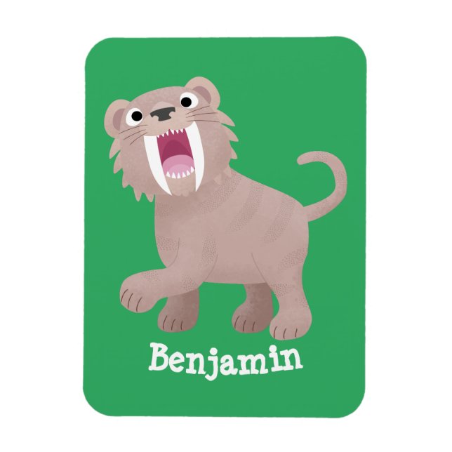 Cute Sabre Toothed Tiger Smilodon cartoon Magnet (Vertical)