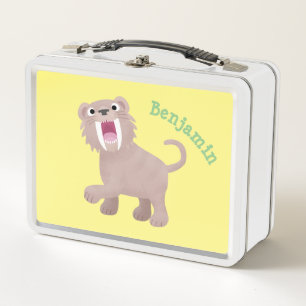 Cute Sabre Toothed Tiger Smilodon cartoon Metal Lunch Box