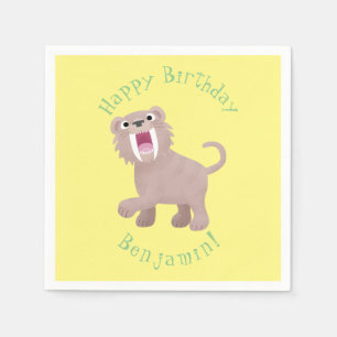 Cute Sabre Toothed Tiger Smilodon cartoon Napkin