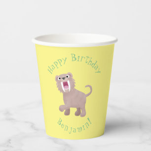 Cute Sabre Toothed Tiger Smilodon cartoon Paper Cups