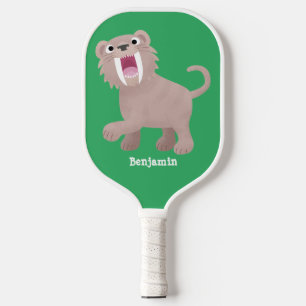 Cute Sabre Toothed Tiger Smilodon cartoon Pickleball Paddle