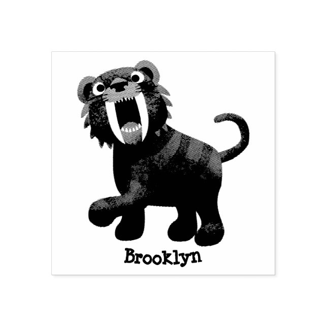 Cute Sabre Toothed Tiger Smilodon cartoon Rubber S Rubber Stamp (Imprint)
