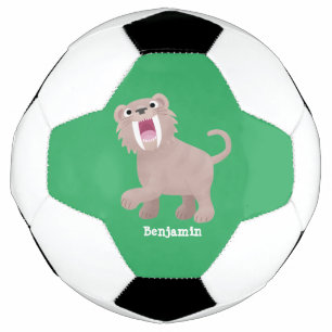 Cute Sabre Toothed Tiger Smilodon cartoon Soccer Ball