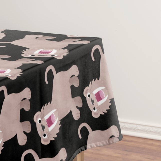 Cute Sabre Toothed Tiger Smilodon cartoon Tablecloth (In Situ)