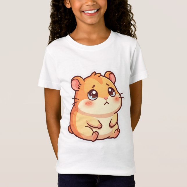Cute Sad Chibi Hamster Meme Kids T-Shirt (Front)