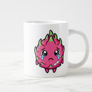 Cute Sad Crying Dragon Fruit Cartoon Illustration Large Coffee Mug
