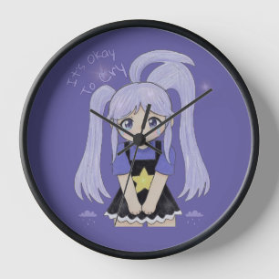 Cute Sad Girl Hand Drawn Illustration – It’s Okay Clock