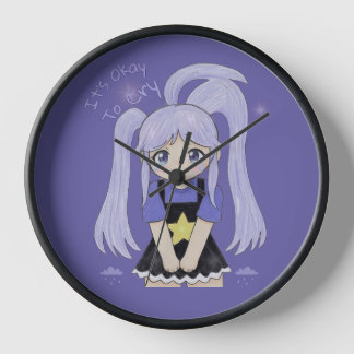Cute Sad Girl Hand Drawn Illustration – It’s Okay Clock