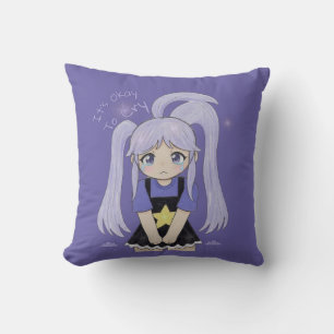 Cute Sad Girl Hand Drawn Illustration – It’s Okay Cushion