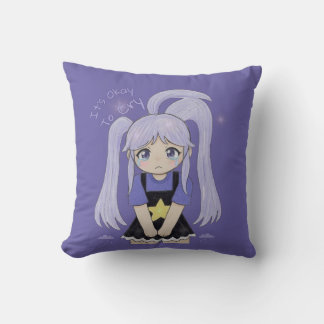 Cute Sad Girl Hand Drawn Illustration – It’s Okay  Cushion