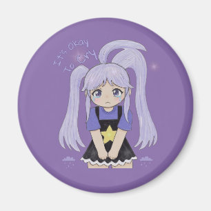 Cute Sad Girl Hand Drawn Illustration – It’s Okay Magnet