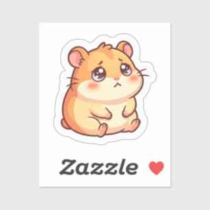 Cute Sad Kawaii Hamster Sticker
