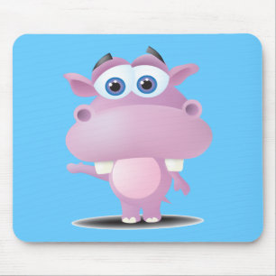 cute sad little hippo mouse pad