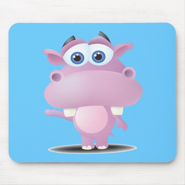 cute sad little hippo mouse pad (Front)
