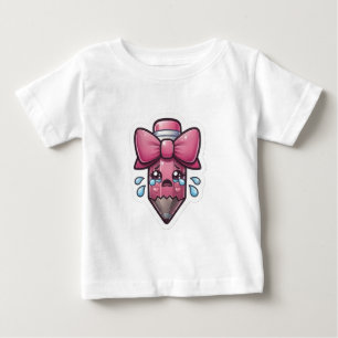Cute Sad Pencil with Pink Bow Die-Cut Sticker - Ae Baby T-Shirt
