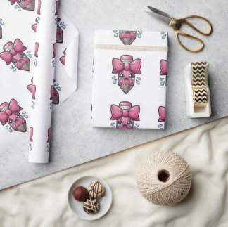 Cute Sad Pencil with Pink Bow Die-Cut Sticker - Ae Wrapping Paper