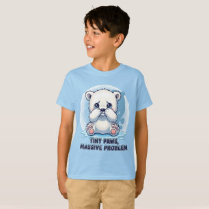 Cute Sad Polar Bear Cub Tiny Paws Massive Problem  T-Shirt