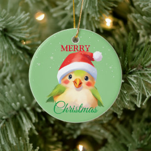 Cute Safari animal bird Santa Christmas Costume Ceramic Tree Decoration