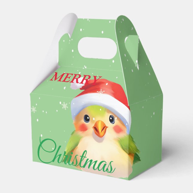 Cute Safari animal bird Santa Christmas Costume Favour Box (Front Side)