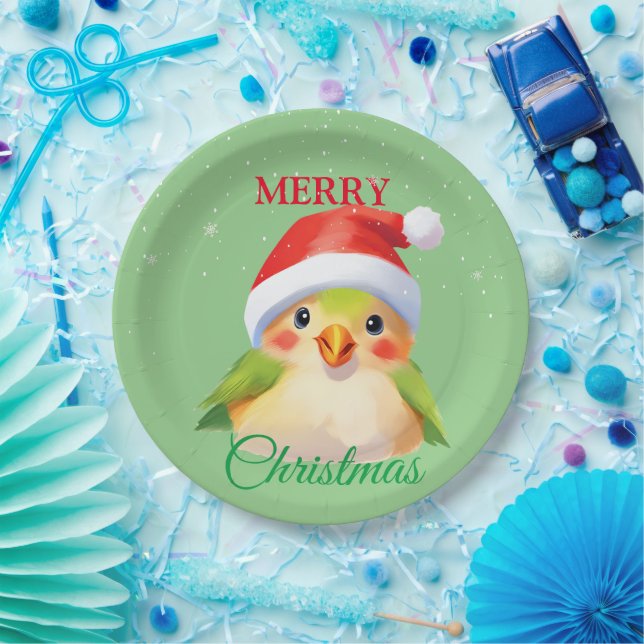 Cute Safari animal bird Santa Christmas Costume Paper Plate (Party)