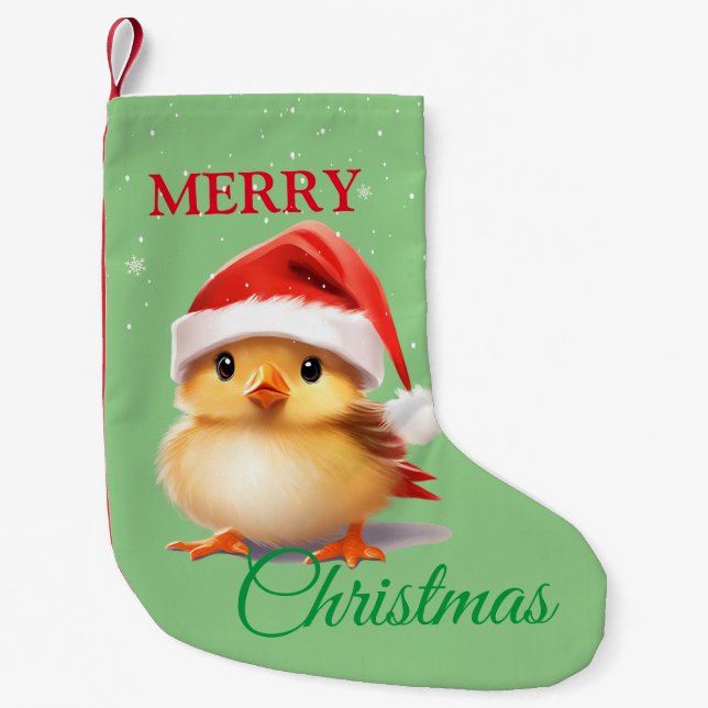 Cute Safari animal bird Santa Christmas Costume Small Christmas Stocking (Front)