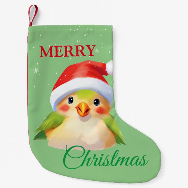 Cute Safari animal bird Santa Christmas Costume Small Christmas Stocking (Front)