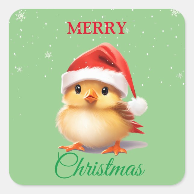 Cute Safari animal bird Santa Christmas Costume Square Sticker (Front)
