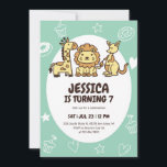 Cute Safari Animal Cartoon Zoo Party Kids Birthday Invitation<br><div class="desc">Cute design for kids,  boys or girls who love animals. Perfect for animal theme birthday party or baby shower. You can customise the wording to fit other occasions.</div>