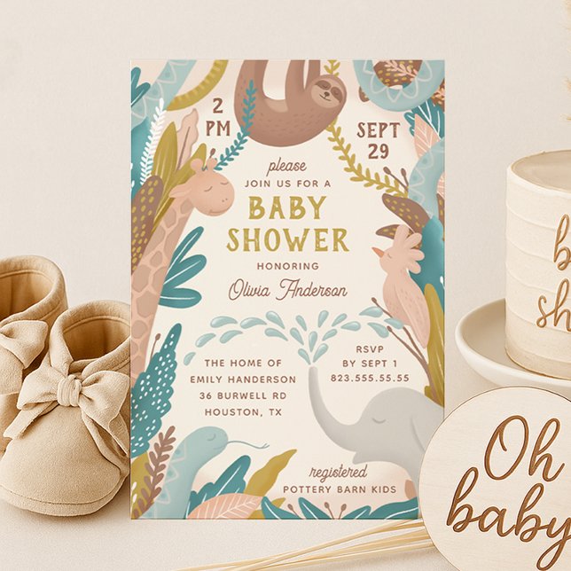 Cute safari animal. Funny jungle baby shower Invitation (Creator Uploaded)