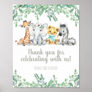 Cute Safari Animal Gender Neutral Favour Table Sig Poster