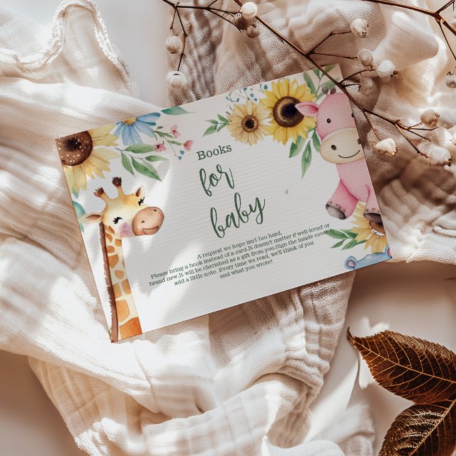 Cute Safari Animal Greenery Books for Baby Enclosure Card (Creator Uploaded)