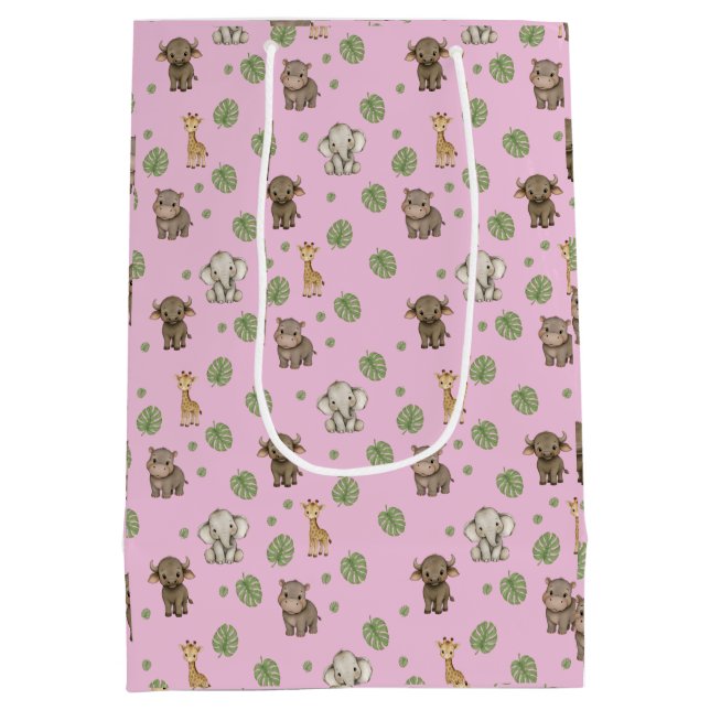 cute safari animal pattern medium gift bag (Back)