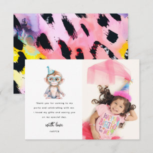 Cute Safari Animal Photo Birthday Thank You Card